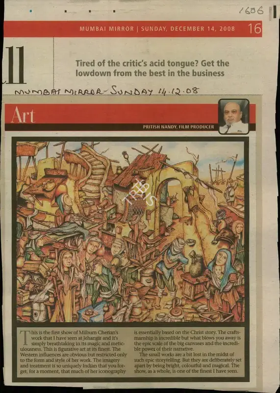 Pritish Nandy (Film Producer), Art, 2008, Newspaper Clipping