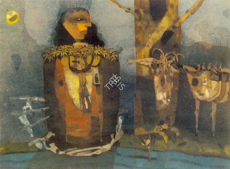 Ganesh Pyne (Artist), The Encounter, 1974, Painting