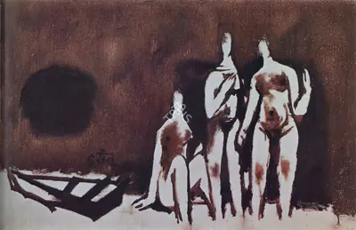 Husain, M. F. (Artist). Empty River Bend. Oil on canvas, 1961 | Maqbool Fida Husain , 1971 | Painting | FineArts | 00495230