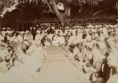 Studio Bourne & Shepherd (Photographic Studio), Garden Party by Mr. Panachand Nranji Nagarsheth of Gondal, 1909, Antiquarian Photograph