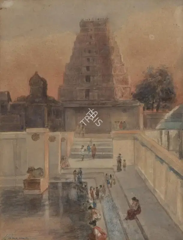 Hemendranath Mazumdar (Artist), Temple in the South, Painting