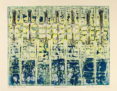 Krishna Reddy (Artist), Demonstrators, 1968, Graphic Art