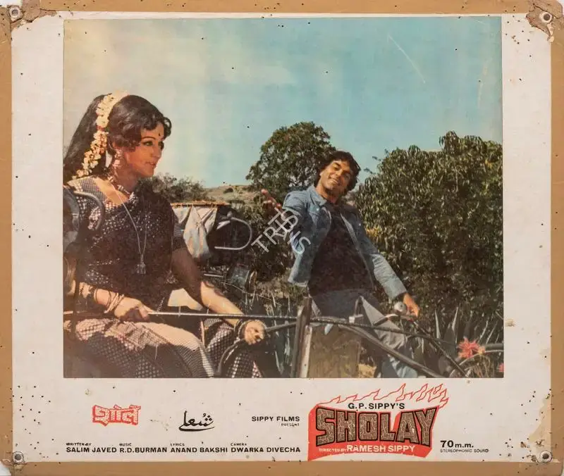 Dwarka Divecha (Cinematographer), Sholay, 1975, Photographic Still Mounted on Lobby Card