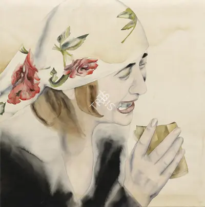 Anju Dodiya (Artist), Mourner in Rose Print, 2004, Painting