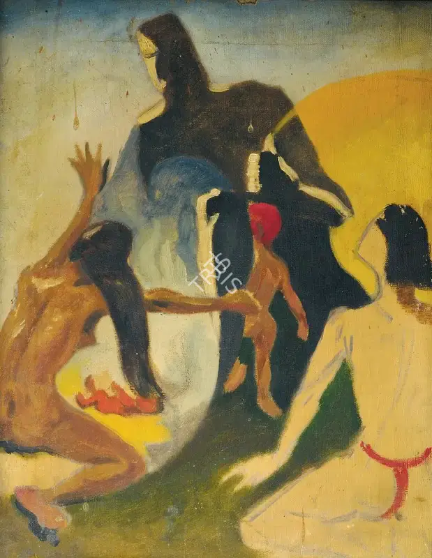 Biren De (Artist), Mother Offering Son To Fate, 1949, Painting