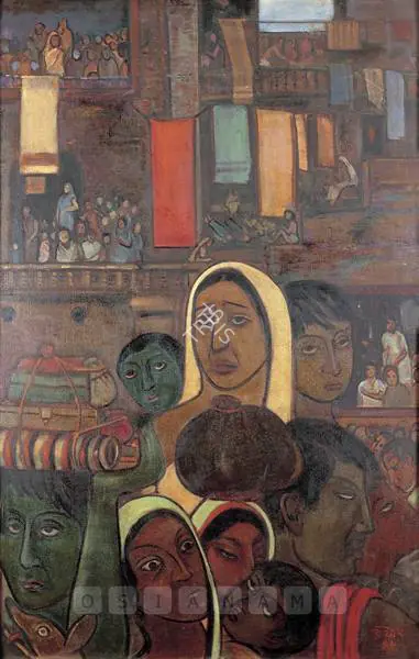 Rathin Maitra (Artist), Refugees Influx-Exodus, 1948, Painting