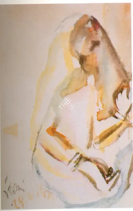 B.B. Mukherjee (Artist), Seated Woman, 1945, Painting