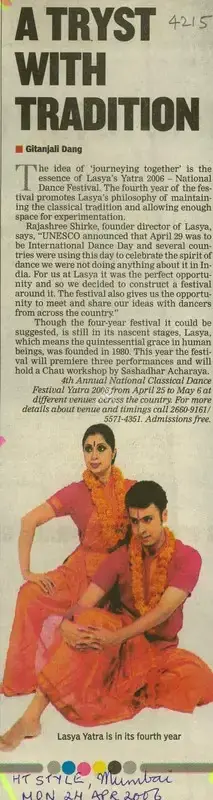 Gitanjali Dang (Reporter), A Tryst with Tradition, 2006, Newspaper Clipping