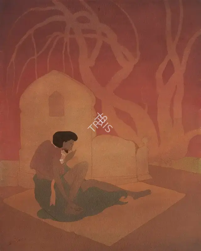 Chughtai, M.A.R. (Artist). At Laila's Grave, n.d. | Painting, Ch.NeY/17.09.25, 2025 · Christie's
