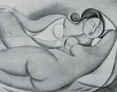 George Keyt (Artist), Woman in Bed, 1933, Painting