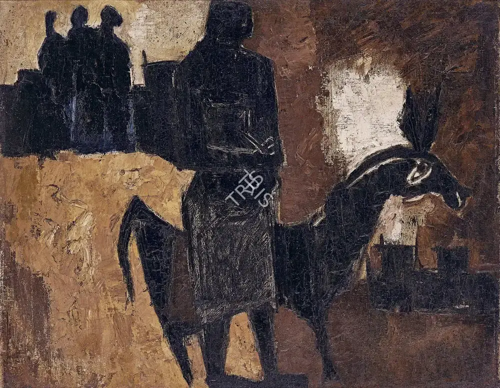 Gade, H.A. (Artist). Man with a Donkey, c.1950 | Painting, AG.Onl/16.07.20, 2020 · Asta Guru