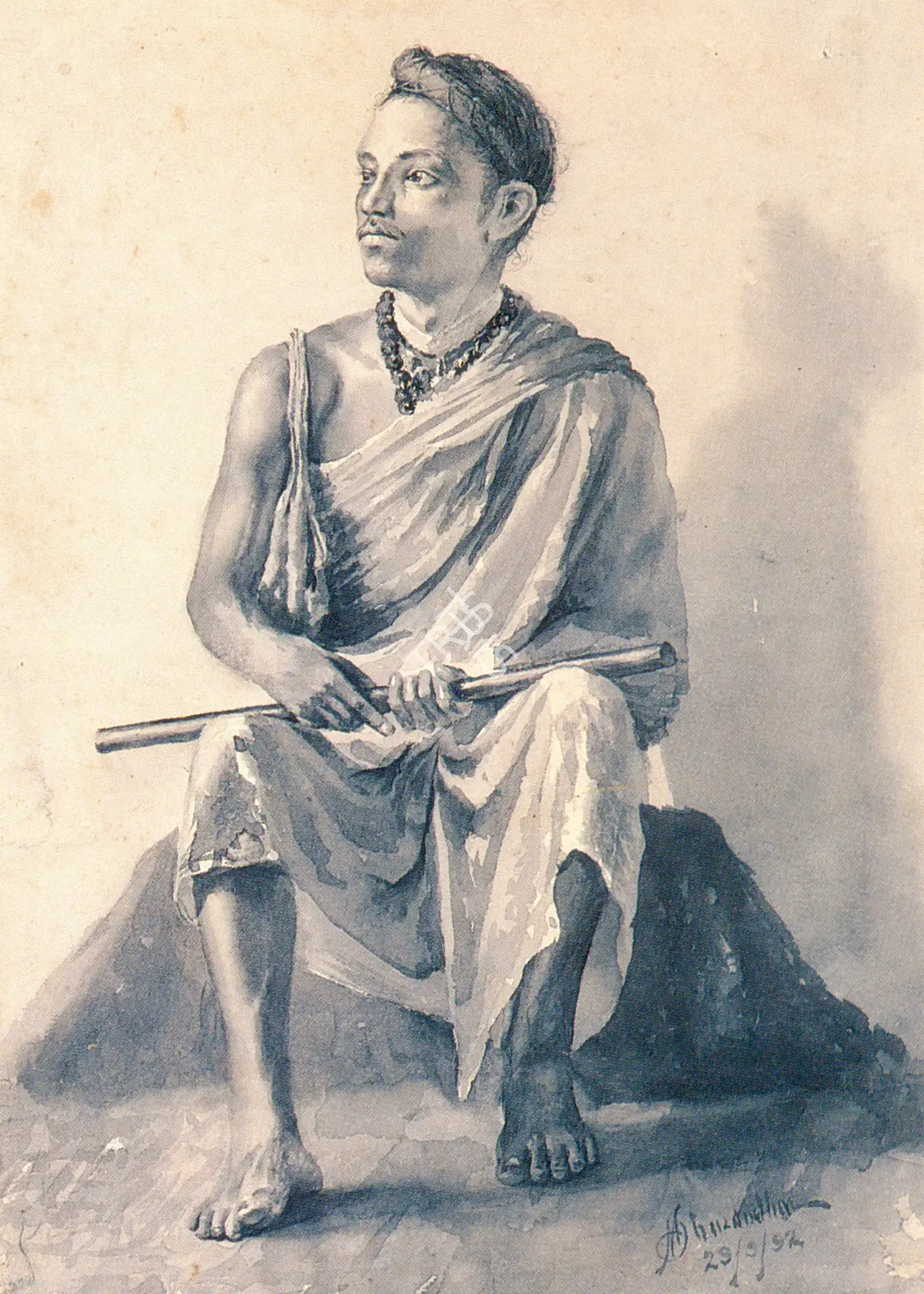 M.V. Dhurandhar (Artist), Sadhu, 1992, Painting