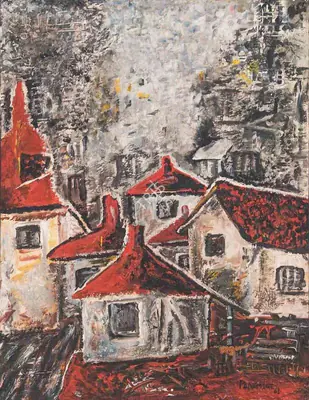 Akbar Padamsee (Artist), Houses, 1963, Painting