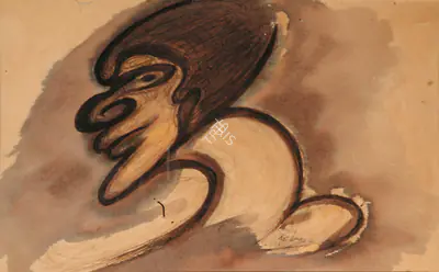 Rabindranath Tagore (Artist), Head, 1927, Drawing