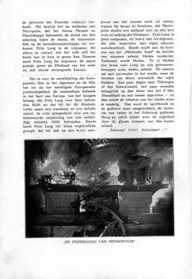 Erich Pommer (Producer), Metropolis, 1927, Film Programme