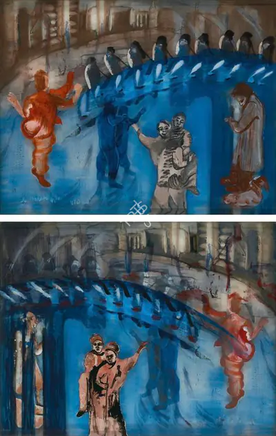 Nalini Malani (Artist), Two City, 1990, Painting