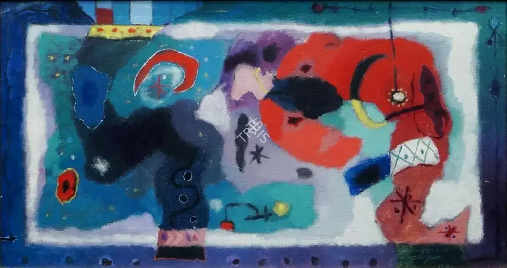 Kazi Ghiyasuddin (Artist), The Man and the Moon, 1980, Painting