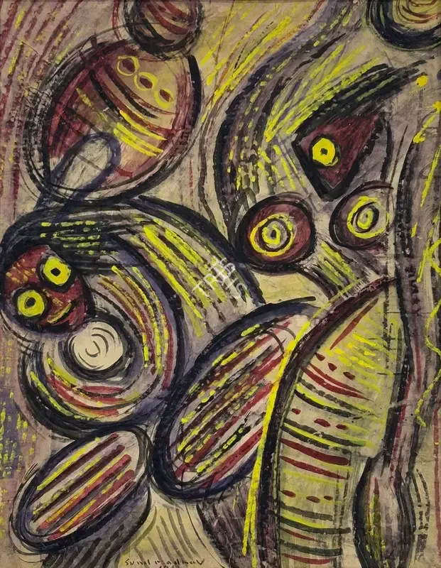 Sunil Madhav Sen (Artist), Untitled (Figures), 1959, Painting