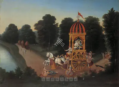 Anonymous (Artist), Krishna & Balaram, 1919, Painting