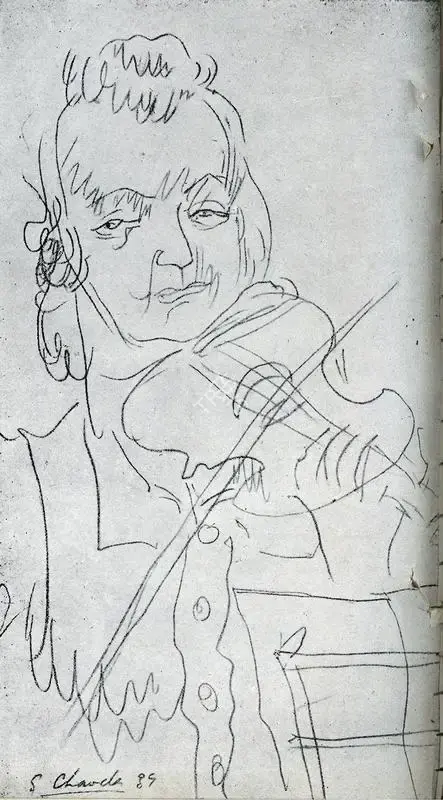 Shiavax Chavda (Artist), Hungarian Musician, 1939, Drawing