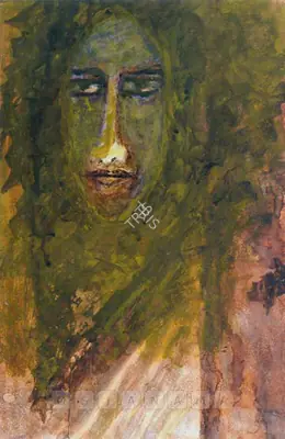 Rabindranath Tagore (Artist), Head Of Woman, 1939, Painting