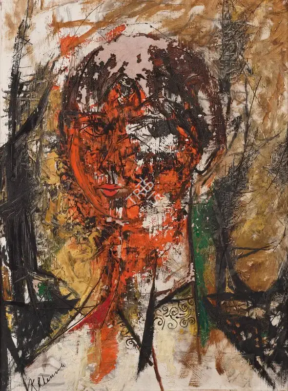 Krishen Khanna (Artist), Untitled (Portrait of Lilly), 1959, Painting
