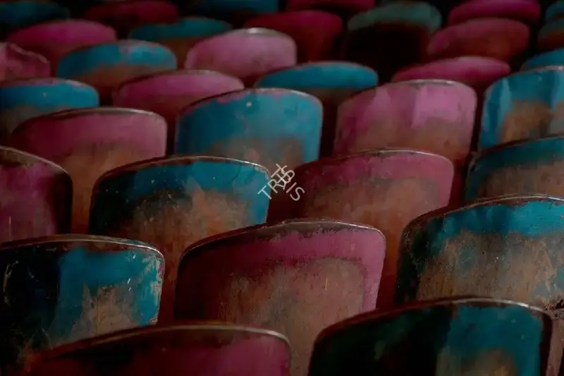 Hemant Chaturvedi (Photographer), The seats inside Kamaldeep Talkies, Malegaon, Maharashtra, 2024, Contemporary Photograph