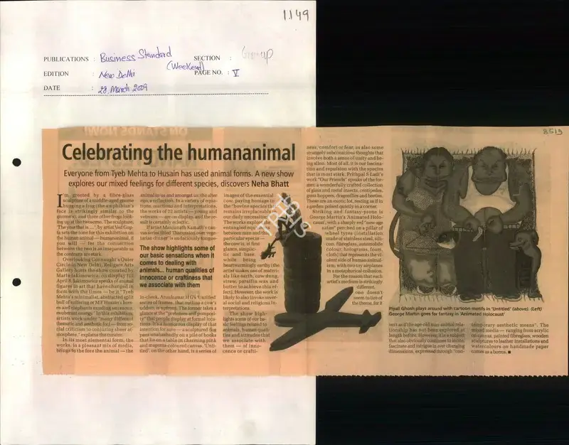 Neha Bhatt (Reporter), Celebrating the Human Animal, 2009, Newspaper Clipping