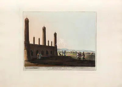 Harraden (Printmaker), A view of Ouscottah, from an Eadgah, 1804, Aquatint