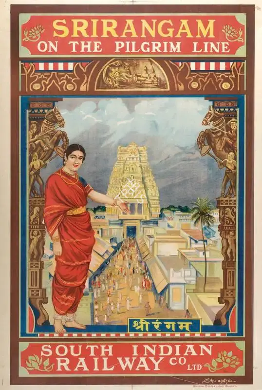 After M.V. Dhurandhar (Artist), Srirangam, 1925, Travel Publicity Related Art & Poster