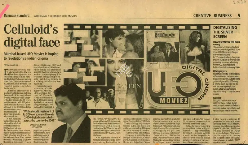 Priyanka Joshi (Reporter), Celluloid's Digital Face, 2005, Newspaper Clipping