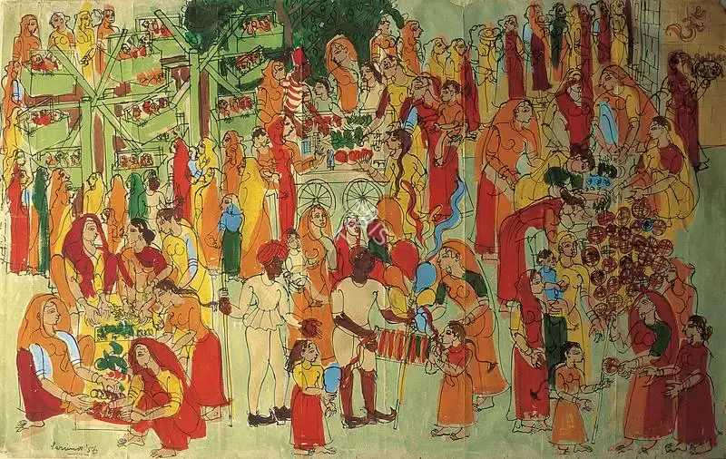 Ratan Parimoo (Artist), Harni Mela, 1956, Painting