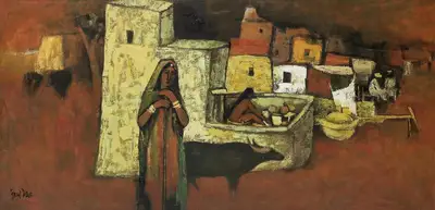 Arup Das (Artist), Untitled (Villagers), Painting