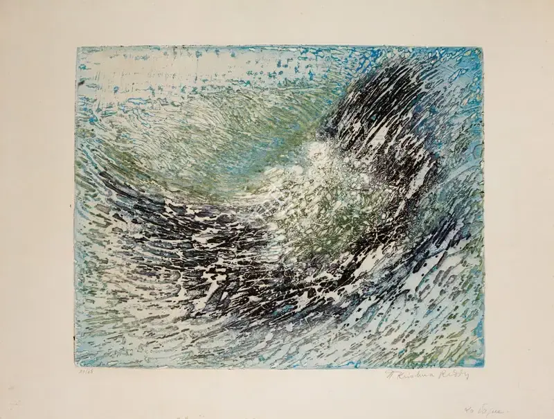 Krishna Reddy (Artist), La Vague, 1963, Painting