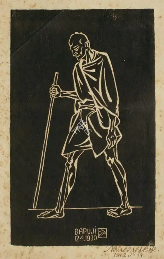 Nandalal Bose (Artist), Bapuji, 1930, Graphic Art
