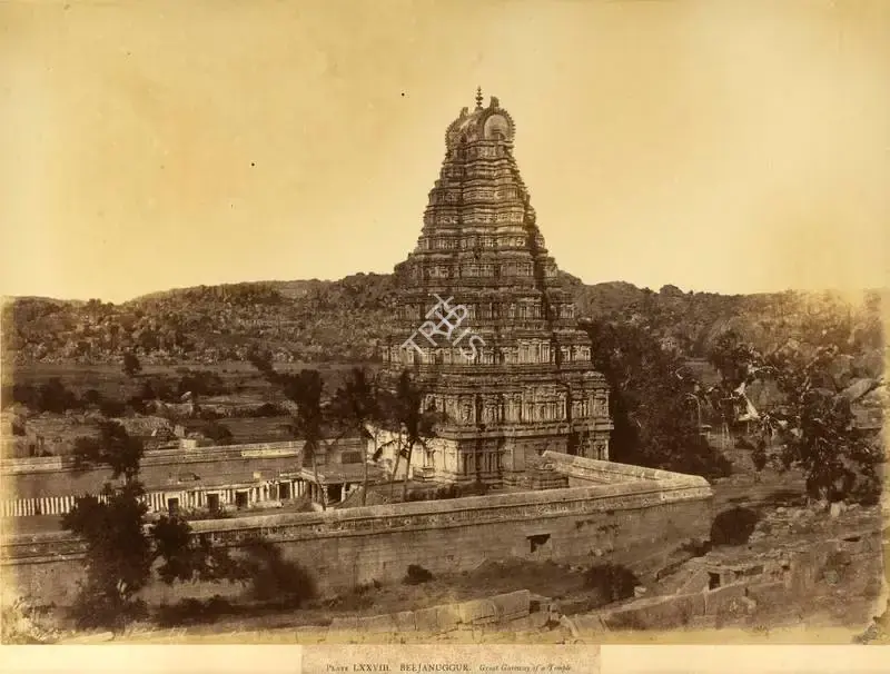 William Henry Pigou (Photographer), Beejanuggur. Great Gateway of a Temple, Antiquarian Photograph