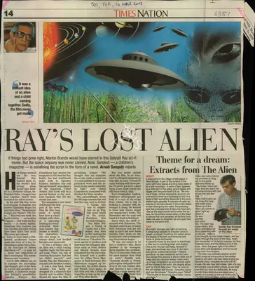 Arnab Ganguly (Reporter), Ray's lost Alien, 2006, Newspaper Clipping
