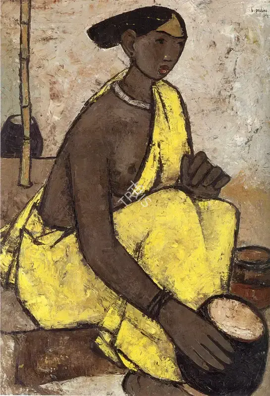 B. Prabha (Artist), Domestic Duty, 1960, Painting