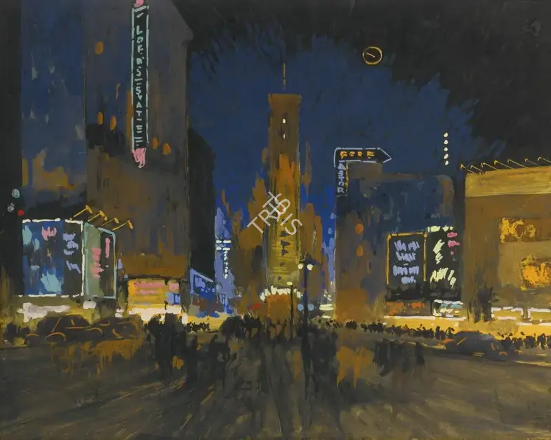 N.S. Bendre (Artist), Times Square, 1950, Painting