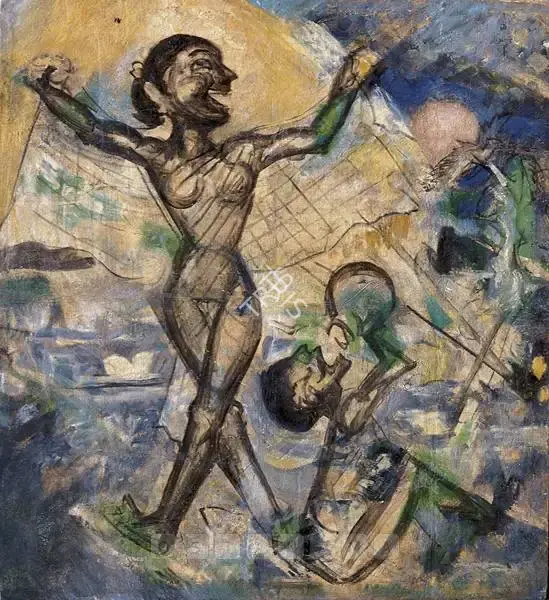 Baij, Ramkinkar (Artist). Famine Series: Mother & Child, early 1950s | Painting, He.Del/28.11.99, 1999 · HEART