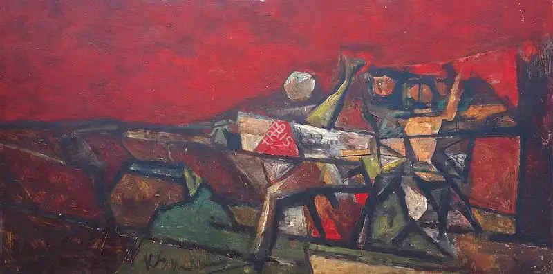 K.S. Kulkarni (Artist), Farmers At Work, 1961, Painting