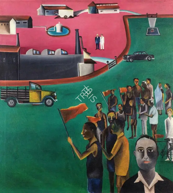 Khakhar, Bhupen P. (Artist). Factory Strike (Voice of Freedom). Oil on Canvas, 1972 | Bhupen Khakhar , 1998 | Painting | FineArts | 00149681