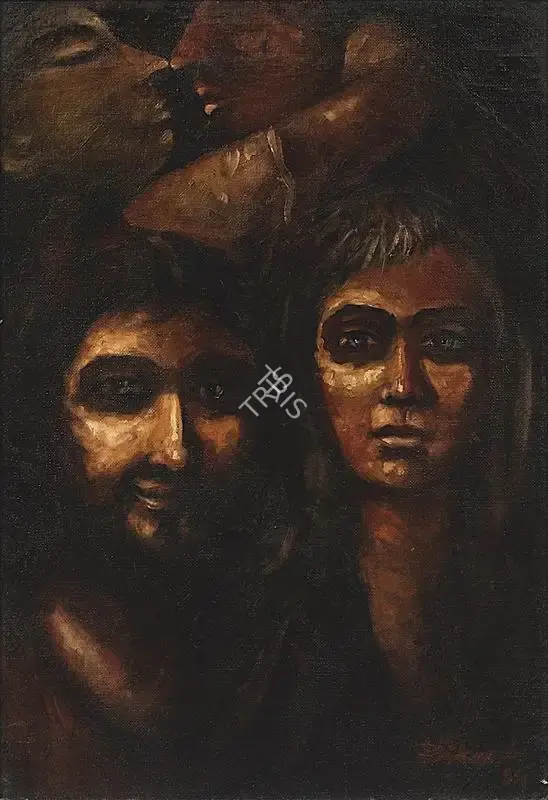 Bikash Bhattacharjee (Artist), Innocent Twins, 1984, Painting