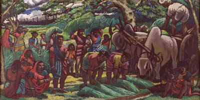 Chittaprosad (Artist), Untitled (Village Scene At Harvesting), 1951, Painting