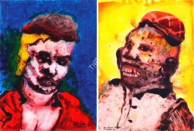 Nalini Malani (Artist), The Rogues' Gallery after St. Bhupen; After Bhupen Khakhar, 2006, Painting