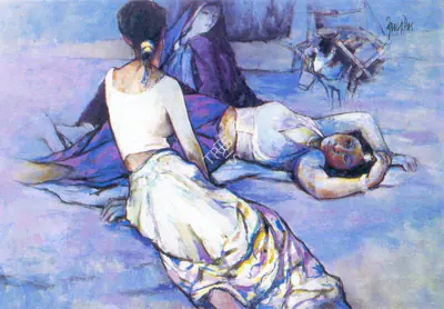 Arup Das (Artist), Three Women, Painting