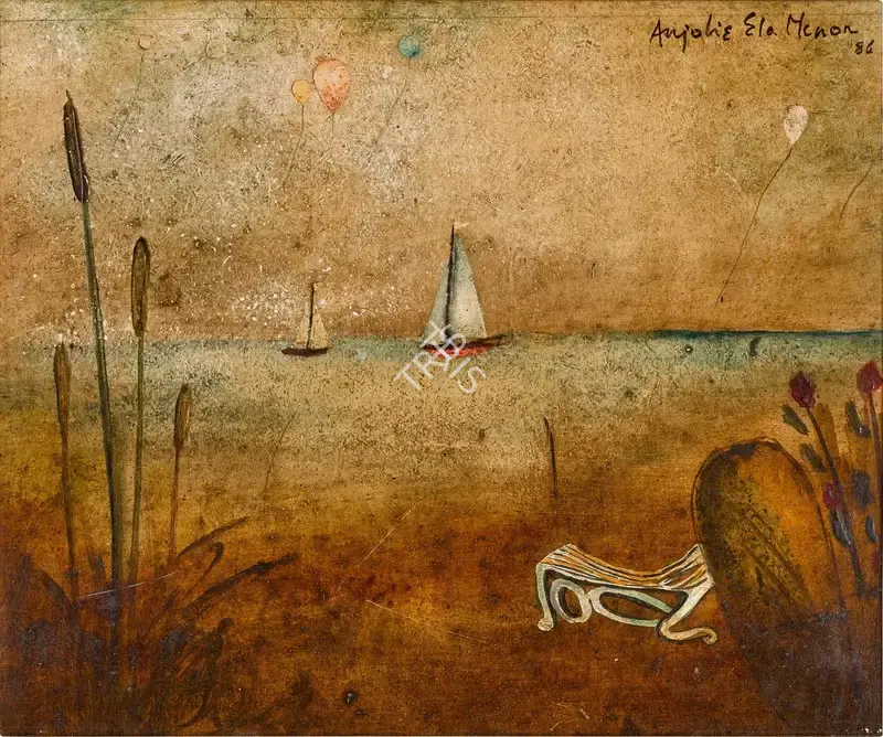 Anjolie Ela Menon (Artist), Untitled (Seascape), 1986, Painting