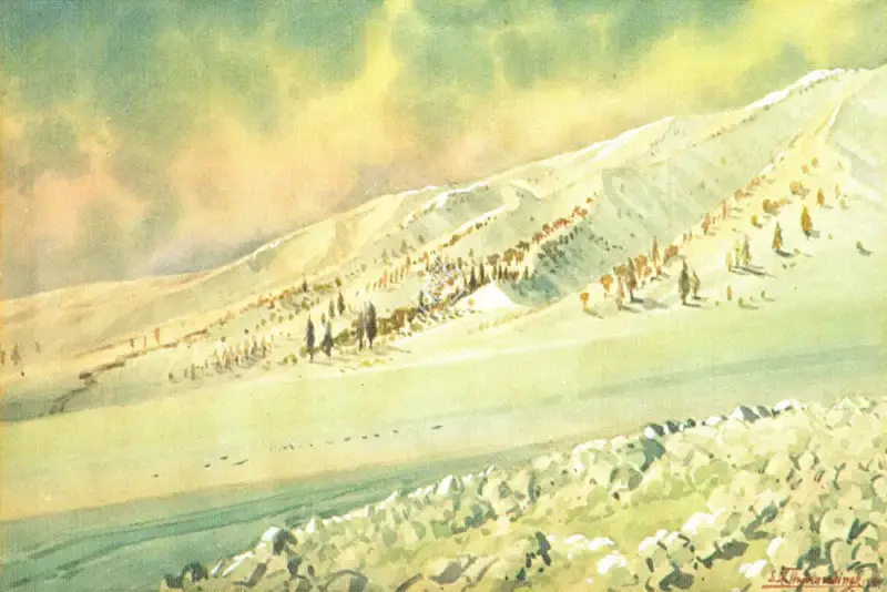 S.G. Thakur Singh (Artist), Gulmarg in Winter, Kashmir, 1949, Painting