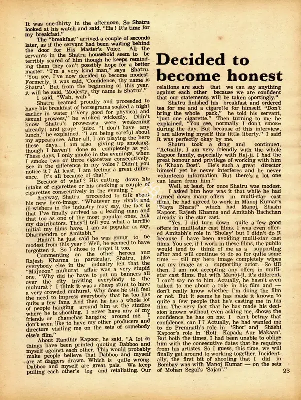 Decided to become honest, 1976, Conversation