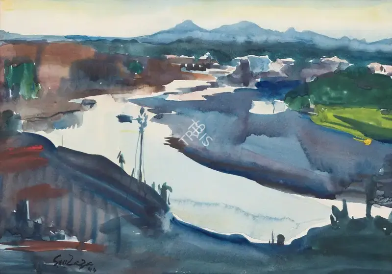 F.N. Souza (Artist), Landscape, 1944, Painting